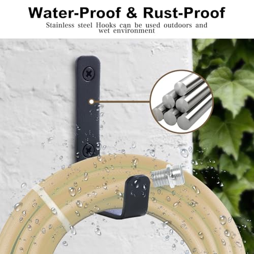 Stainless Steel Hooks for Hanging, Heavy Duty Hooks, Coat Hook, Wall Hooks Wall Mounted Hook Towel Hook Garage Holder Screw Hanger, 6 Pack (Black) - color: Black