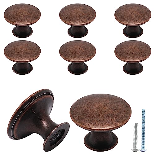 8 Pcs Oil Rubbed Bronze Cabinet Knobs, Round Dresser Knob Kitchen Drawer Knobs, Single Hole Cupboard Door Knob Dresser Drawer Pulls Handles - color: Oil Rubbed Bronze, size: 8 Pack