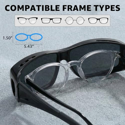 Myiaur Over Glasses Sunglasses for Men Women, Polarized Fit Over Sunglasses UV400 Protection, Anti Glare for Driving Outdoors - color: A01 Black/Grey Lens