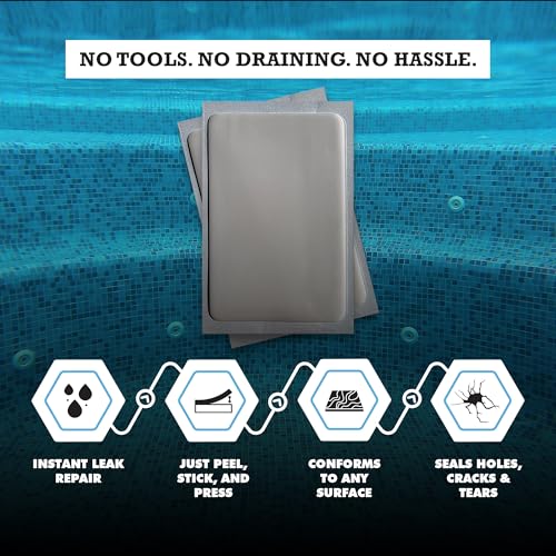 Burro Adhesives 10-Pack Waterproof White Pool Patches - Professional Grade PVC Repair Kit with 2.75" x 4" Heavy Duty Patches for Commercial & Residential Vinyl Liner Pools, Works Underwater & Dry - color: White