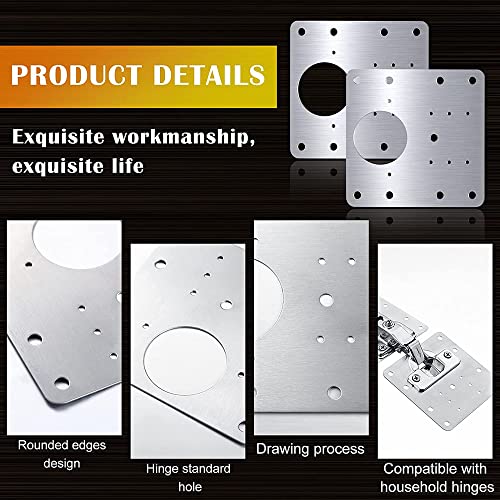 Cabinet Hinges Repair Plate,Stainless Steel Hinge Repair Brackets Kit,Kitchen Cupboard Door Hinge Repair Plate Kit Includes Fixing Screws,Protect Wooden Kitchen Cabinet Door,Furniture(2 PCS)… - size: 2 PCS