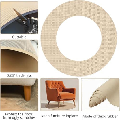 Non Skid Rubber Furniture Pads for Recliners,Furniture Grippers, Gripper Pads,Anti Slide Furniture Pads Hardwood Floor Protector,Fits Recliners,Swivel Chairs,Brown Solid Pad (25.2’’ Outside Diameter) - size: R-Camel-xs-25.2"