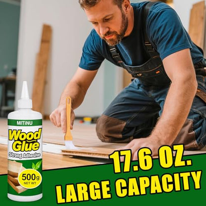 Wood Glue 17.6 oz/500 g, High-Capacity Super Glue for Woodworking, Waterproof Strong Wood Glue for Furniture Heavy Duty, Waterproof Glue for Crafts, Furniture, Wood Floor, Baseboard, cabinets, Door