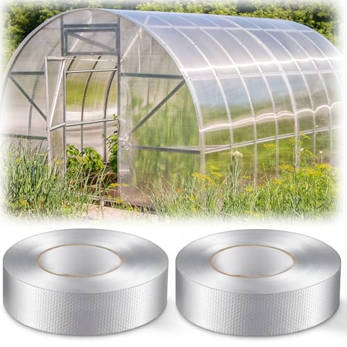 Fuyoooo 2 Roll 1.18in x 131 ft in Total Aluminum Polycarbonate Tape, Heavy Duty Waterproof Sealing Insulation Greenhouse Tape, Self Adhesive UV Heat Resistant for Greenhouse Roofing Outdoor Repairs - style: Classic Styles