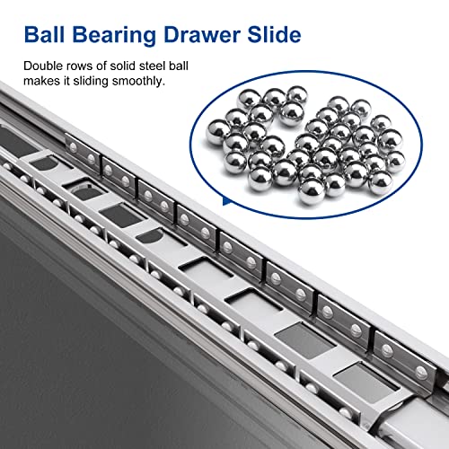 VADANIA 20" Heavy Duty Drawer Slide with Lock #D51, 150lb Load Capacity, 3-Fold Full Extension, Ball Bearing Lock-in & Lock-Out, Side Mount, 1-Pair - size: 20 Inch, style: #D51 (51mm wide)