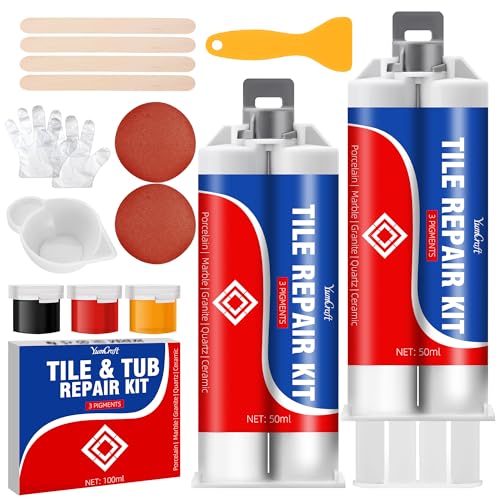 Tile Repair Kit - Color Match Porcelain Repair Paste for Bathtub, Sink, Ceramic, Marble, Granite, Quartz & Acrylic - Fixes Cracks, Chips, Holes, Scratches & Dents - Reattaches Missing Pieces - 3.4 oz