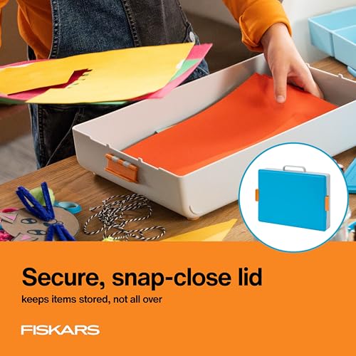 Fiskars Kids Creating Toolbox – Portable Art Storage Organizer with Reversible Lid, Carry Handle, and Secure Snap-Close Design - style: Creating Toolbox