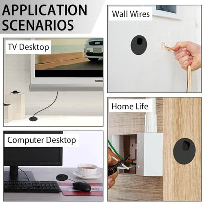 2 Inch(50mm) Desk Grommet, 13 Pieces Wire Grommet, Desk Hole Cover for Cables with Hole Saw,Plastic Cable Cord Wire Hole Cover for Desk, Table,Cabinet,Countertop and Other Furniture(Black) - size: 2in/50mm Black-u