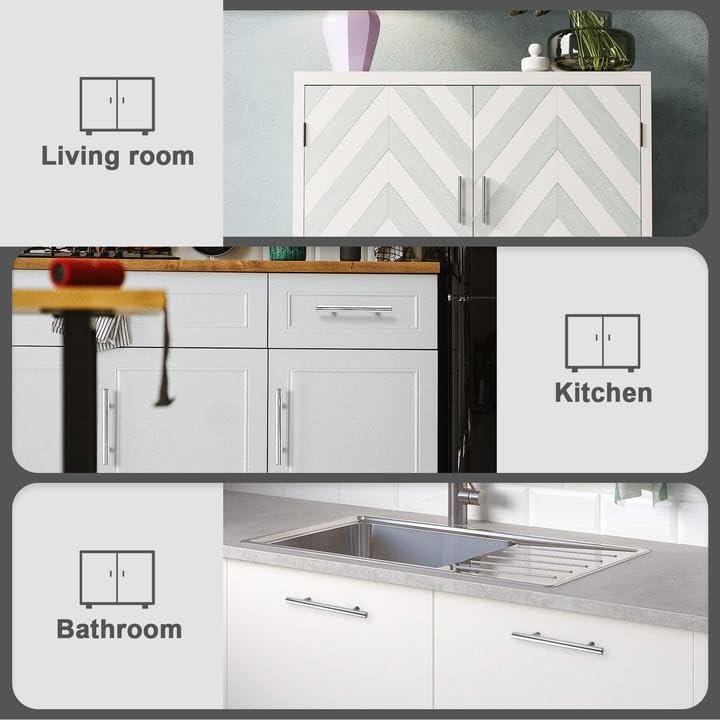 Probrico 5 Pack 128mm(5inch) Hole Centers Brushed Nickel Cabinet Handles Stainless Steel Drawer Handle Length 192mm(7.5inch) T Bar Dresser Pull Handle - color: Brushed Nickel, size: Hole Centers: 5"