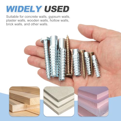 PATIKIL 30 Pcs Drywall Hollow Wall Anchors with Screws 0.16 x 1.38, Steel Dry Wall Anchors Kit for Wooden Concrete Plaster Hinge Hole Repair, Brass (5 x 30mm) - size: 5 x 30mm