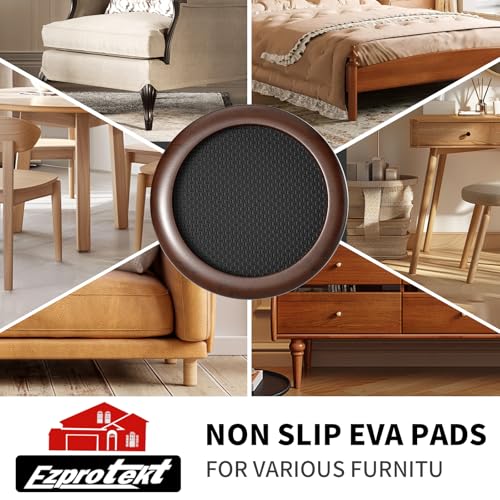 Ezprotekt 2.5 inch Non Slip Round Wood Furniture Pads for Hardwood Floors, 4 Pcs Anti Slip Furniture Coaster for Chair Sofa Bed Couch, Furniture Cups with Anti-Slide EVA Anti-Scratch (Dark Brown) - size: 2.5 inch