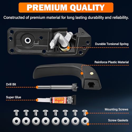 Yinlowa Interior Door Handle Kit Front Rear Left Right Side for 2007-2013 Chevy Silverado Tahoe Suburban Avalanche, GMC Sierra Yukon, Cadillac Escalade, Replace 20833606 20833602 80374 15936892 - size: Left Driver Side + Right Passenger Side