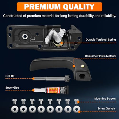 Yinlowa Interior Door Handle Kit Front Rear Left Right Side for 2007-2013 Chevy Silverado Tahoe Suburban Avalanche, GMC Sierra Yukon, Cadillac Escalade, Replace 20833606 20833602 80374 15936892 - size: Left Driver Side + Right Passenger Side
