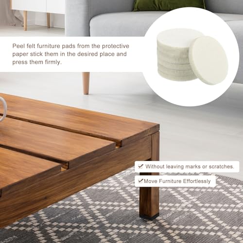 uxcell Furniture Pads, 36Pcs 1.75" - Round Self Adhesive Felt Furniture Pads, Floor Protectors for Furniture Feet Chairs Legs Hardwood Floors (Beige) - size: 1.75"