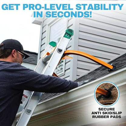 Heavy Duty Ladder Stabilizer with Tool Tray | 500 LBS Capacity, 34" Wide Steel Standoff Arms for Gutter Cleaning, Roofing & Wall Work, Fits Extension, Straight & Telescoping Ladders - Anti-Slip - color: Ladder Stabilizer with Tool Tray