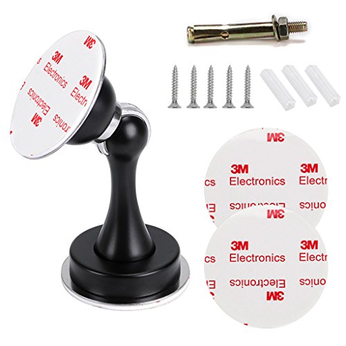 Sumnacon Magnetic Door Stopper, Heavy Duty Stainless Steel Door Stop Holder Come with 4 Pcs 3M Double-Sided Adhesive Tape & Hardware Screws,Install with Adhesive Tape Or Screws On Floor Wall (Black) - color: Black