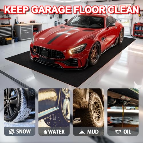 Extra-Large Garage Mat 22' x 8'10" - Durable Oil Mat for Garage Mats for Floor Under Car, Washable Garage Rug, Absorbent Floor Mats with Waterproof Liner, Garage Carpet, Oil Change Pad, Car Rug - size: 8'10" x 22' (Rectangular)