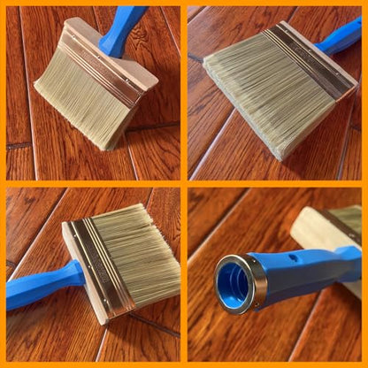 Deck Stain Brush, 3 PCS Wide Paint Brushes (4", 5", 6") for Faster Coverage with 1 Piece Extension Pole (33.5"), Stain Brushes for Wood, Deck, Walls, Fence and House - color: With Pole, 4", 5", 6"