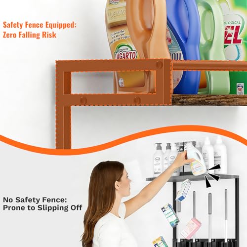 2 Packs Broom Holder Wall Mount with Shelf Load 66LBS Broom and Mop Organizer Wall Hanging Broom Hanger with 4 Mop Hanger Grippers, 3 Hooks for Laundry Room, Garage, Utility Closet, Kitchen - style: 2 Packs