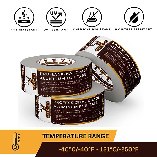 Buck Aluminum Foil Tape – 4 Inch x 216ft (72 yd), 3.6 Mil – HVAC Tape for Ductwork, AC, Dryer Vents & Insulation – Silver Foil Tape for Metal Repair, Exhaust Sealing & Air Conditioning (1 Pack) - size: 4 Inch, style: 1 Pack
