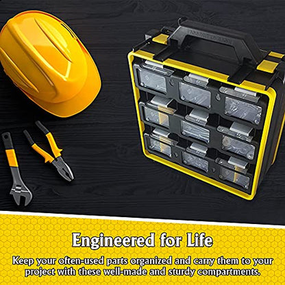 Hardware Tackle Box storage with Patented Removable Compartment Organizer and Reversible Carrying Case for Screws, Nuts and Bolts, WVE9420