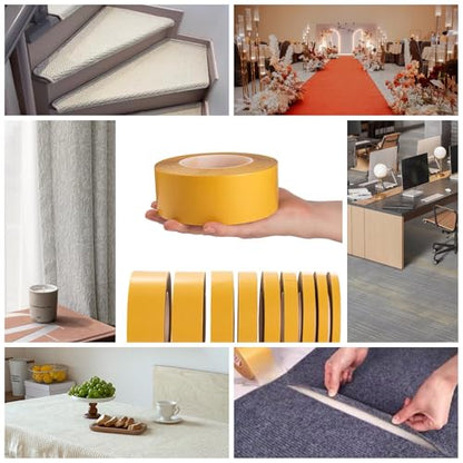 Ultra-Thin Heavy Duty Double Sided Tape - 2 Inch x 66 Feet, Clear Strong Two Sided Stick Mounting Tape for Walls, Woodworking, Crafts, Arts, Etc, Hemming Tape for Fabric, Curtains, No Residue - size: 2Inch x 66Feet