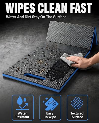 Foldable EVA Utility Mat with Handle, Heavy Duty Mechanic Mat for Kneeling, Workouts, Garages, Gardening, Camping, Picnics, Outdoor Adventures and Home Gyms, Blue - color: Blue