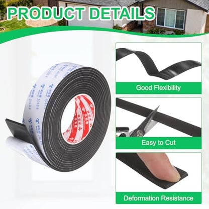 PATIKIL Sponge Rubber Foam Tape, 1 3/4" W x 1/8" t x 16.4ft l Self-Adhesive Foam Insulation Tape Weather Stripping for Window Door Soundproofing Weatherstrip AC Seal Strip, Black - size: 1 3/4" X 1/8" X 16.4ft