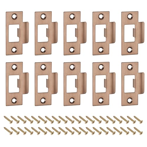 uxcell t Door Strike Plate, 10Pcs 70mm x 40mm 201 Stainless Steel Latch Deadbolt Strike Plate for Door Frame Door Jamb, Rose Gold - color: Rose Gold