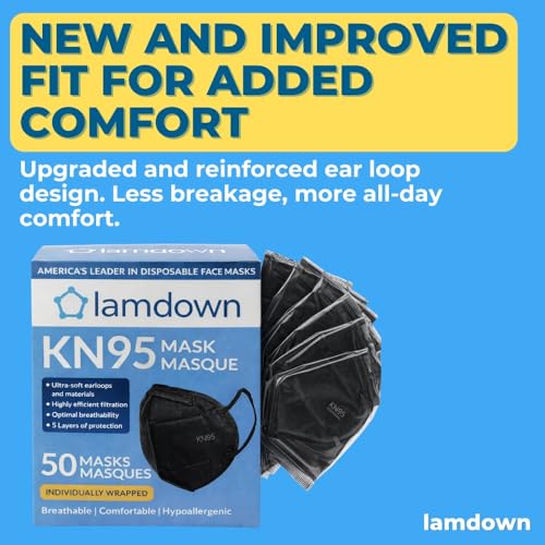 (600-Pack) KN95 Face Masks, Individually Wrapped, Premium Disposable Dust Mask, Black - color: 600 Masks (Black)