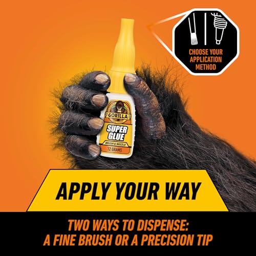 Gorilla Super Glue with Brush & Nozzle Applicator, Clear Glue, 12 Gram (Pack of 2) - All Purpose and Fast Setting for Projects and Repairs - size: 2 - Pack