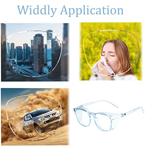Safety Glasses for Men Women, Anti Fog Safety Goggles Comfortable Blue Light Blocking UV Protective Adult Nurse - color: Square Black Clear Blue Grey 4pack