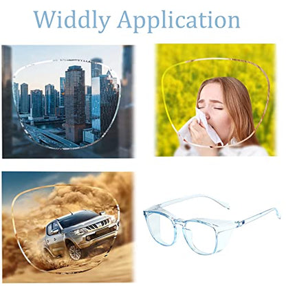 Safety Glasses for Men Women, Anti Fog Safety Goggles Comfortable Blue Light Blocking UV Protective Adult Nurse - color: Square Black Clear Blue Grey 4pack