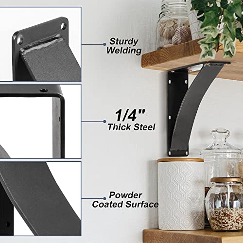 2Pcs Heavy Duty Shelf Brackets 10 x 12 x 2.5, Steel Brackets 450lbs Load Capacity, Triangle Support Mantel Brackets , DIY Metal Shelf Brackets Matte Black - size: 10 x 12 x 2.5"