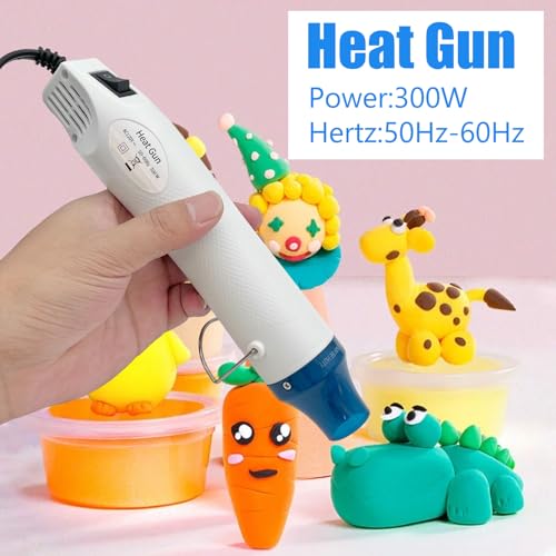 Mini Heat Gun, Portable Hot Air Gun Tool for DIY Crafts Heat Shrink Gun for Epoxy Resin, Embossing, Shrinking Wrapping Drying Paint Removing Stickers (White) - color: White