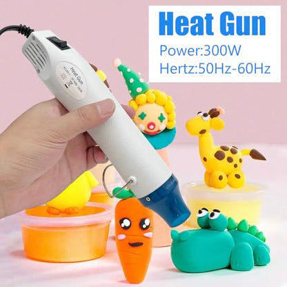 Mini Heat Gun, Portable Hot Air Gun Tool for DIY Crafts Heat Shrink Gun for Epoxy Resin, Embossing, Shrinking Wrapping Drying Paint Removing Stickers (White) - color: White