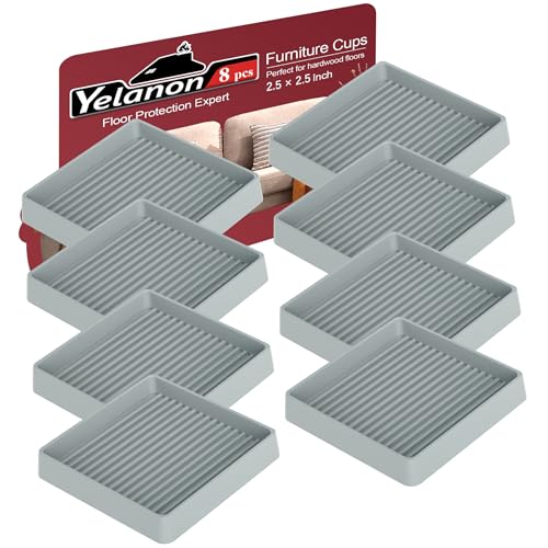 Yelanon 8pcs 2.5" Non Slip Furniture Pads for Hardwood Floors - Anti Skid Grippers Rubber Feet Floor Protectors Stoppers to Prevent Sliding for Bed Couch Wood Furniture (Grey) - color: 8pcs2.5"square Gray