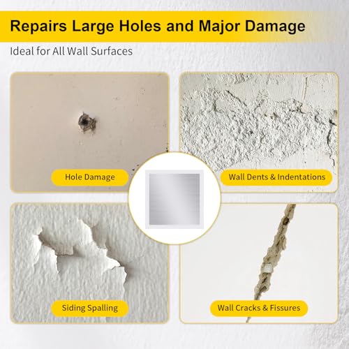 6/8/10/12 Inch Drywall Repair Kit, 6PCS Heavy Duty Self-Adhesive Mesh Patch Kit for Large Holes - Includes Scraper & Sandpapers, Ideal for Drywall, Sheetrock, Wall and Ceiling Repairs - size: 6PCS - 6", 8", 10", 12"