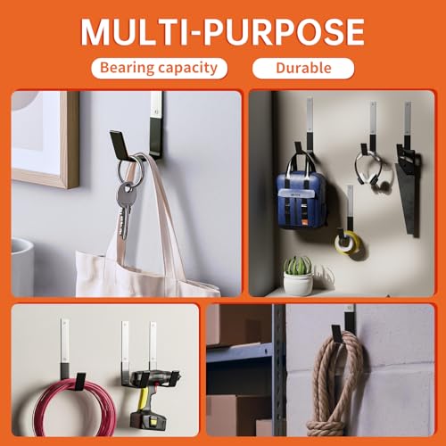 GeeWatom Heavy Duty Steel Hooks,Garage Storage Utility Hooks,Heavy Duty Tool Organizer,Steel Wall Mount Hook, Hose Hanger, Garage Garden Hooks (2)