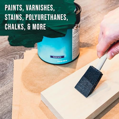 US Art Supply 1 inch Foam Sponge Wood Handle Paint Brush Set (Value Pack of 25) - Lightweight, Durable and Great for Acrylics, Stains, Varnishes, Crafts, Art