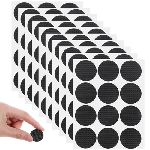 Prasacco 108 Pcs Non Slip Furniture Pads, 1 Inch Round Black Plastic Rubber Furniture Pads, Anti Slip Table Legs, Chair Leg Floor Protectors