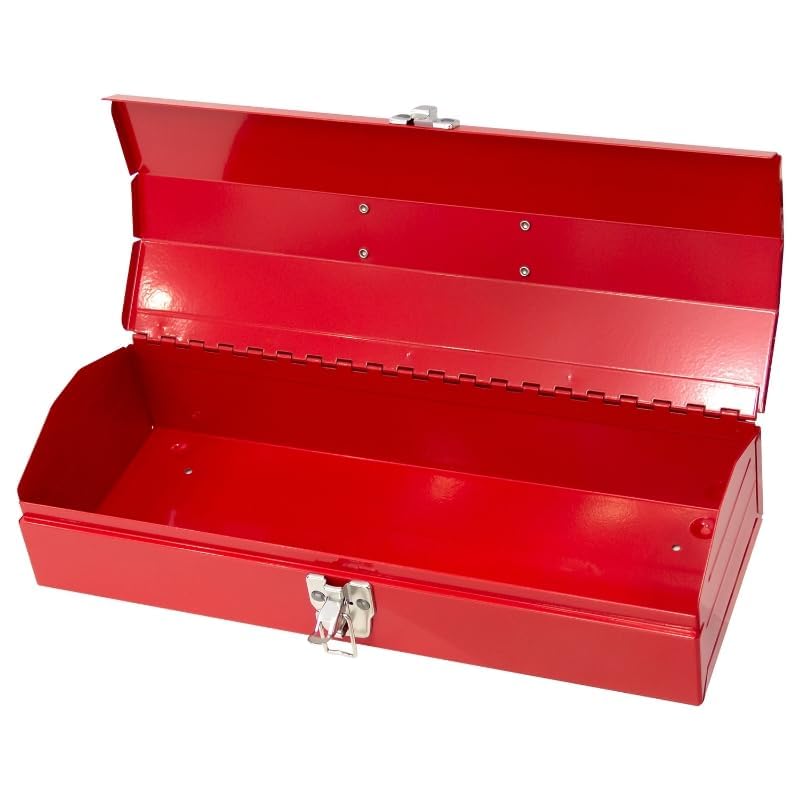 Portable Tool Box, Metal Tool Box, 4 Non-Slip Foot Pads, Ideal for Trailer, Mechanic, DIY-ers, Car Toolbox, Workshops, Garages, Repair Shops,Red - size: 1P-16in-Red
