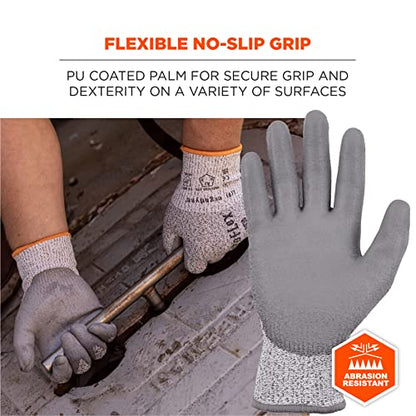 Ergodyne unisex adult ANSI A3 PU Coated CR Gloves, Gray, Small US - size: Small