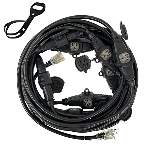 45Ft 12/3 Multi-Outlet Heavy Duty Extension Cord, 9 Outlets Evenly Spaced Every 5Ft,Indoor/Outdoor Christmas Lighting, Holiday Decorations, Uplighting, Stage Backlines,ETL Listed - color: 12/3 Black 45Ft