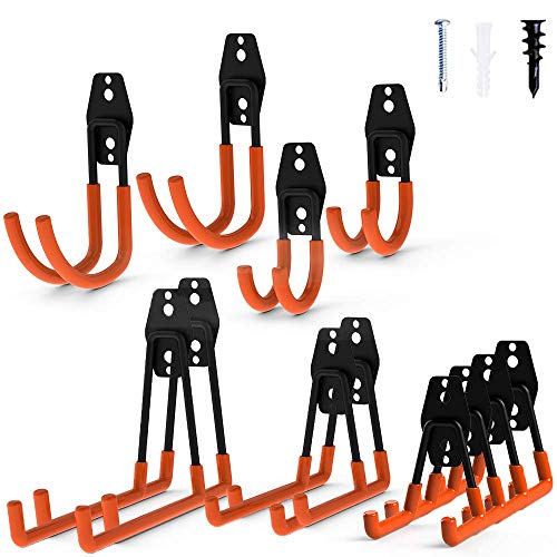 12pack Steel Garage Storage Utility Double Hooks Organizer Heavy Duty Wall Mount Tool Holder for Organizing Power Tools Ladders Bulk Items - size: Utility Hooks 12pack