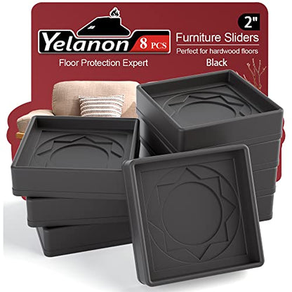 Furniture Pads Yelanon Floor Shield – 2" Round Caster Cups 8 PCS – Non-Skid Bed Stoppers, Heavy Duty Rubber Coasters – Protect Hardwood & Tile Floors! - color: 8pcs2"square Black Star