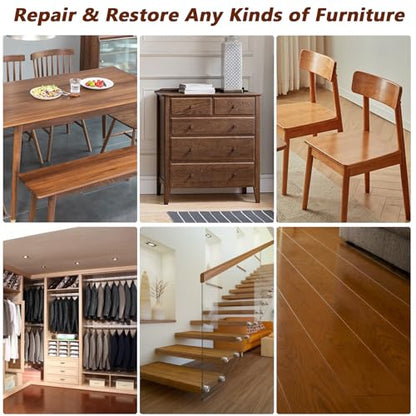 Wood Furniture Repair Kit - Wood Fillers, Putty with Wood Wax, Hardwood Laminate Repair Kit, Walnut Wood Scratch Repair Kit Restore Scratches, Cracks, Holes for Tables, Doors, Floors, Cabinet