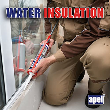 apel All Purpose Clear Silicone Sealant Waterproof (12 x 10.5 fl.oz.), 100% Silicone Caulk, Weatherproof & Flexible Adhesive Sealant for Indoor and Outdoor Use, Transparent - 12 Pack
