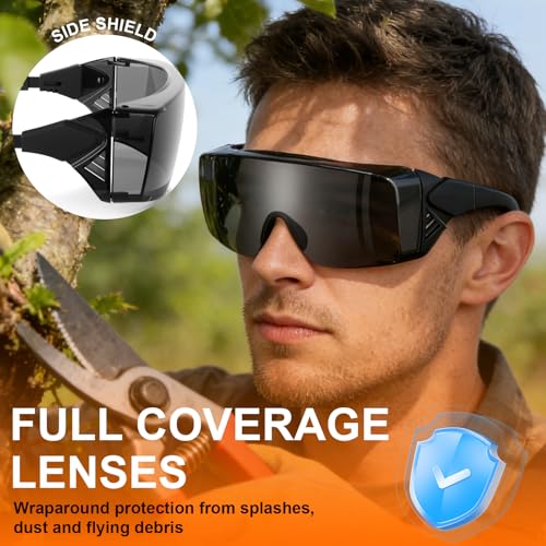 OXG Safety Glasses for Men Women Anti Fog, ANSI Z87.1 Anti Scratch Protective Eyewear UV400 Protection, Adjustable Temple - color: 2 Pack Grey