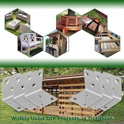 40PCS 1.5'' Metal Angle Brackets,304 Stainless Steel Heavy Duty Angle Bracket with Slot, 90° L Brackets for Wood, Corner Shelf Brackets for Furniture, Book Shelf(Silver,1.5X1.5X0.08IN) - size: 1.57X1.57X0.08IN